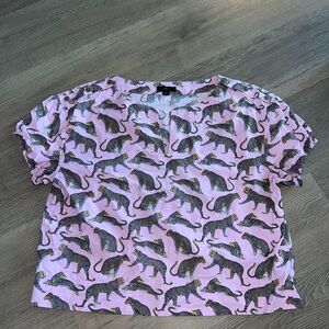J. Crew Pink Top with Leopard Design